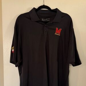 Under Armour Black Polo, university of Maryland